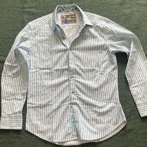 Robert Graham White and Blue Patterned Shirt